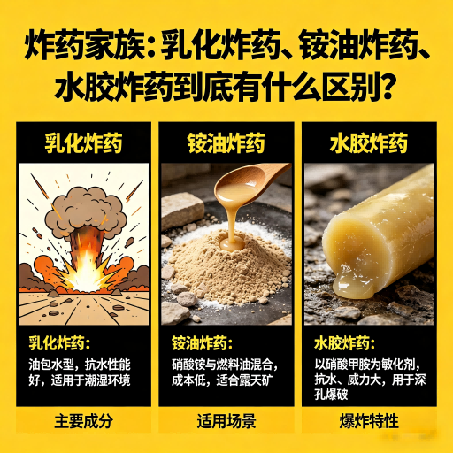西固炸药家族：乳化炸药、铵油炸药、水胶炸药到底有什么区别？